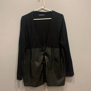 Zara KNIT Cardigan with faux leather detail